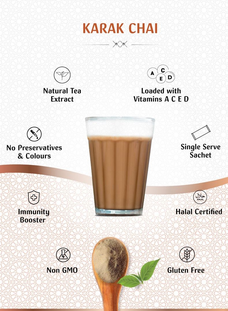 Just Chill Drinks Co. Karak Chai Regular Tea Premix Immunity Booster 26g x 10 sachet - Image 3